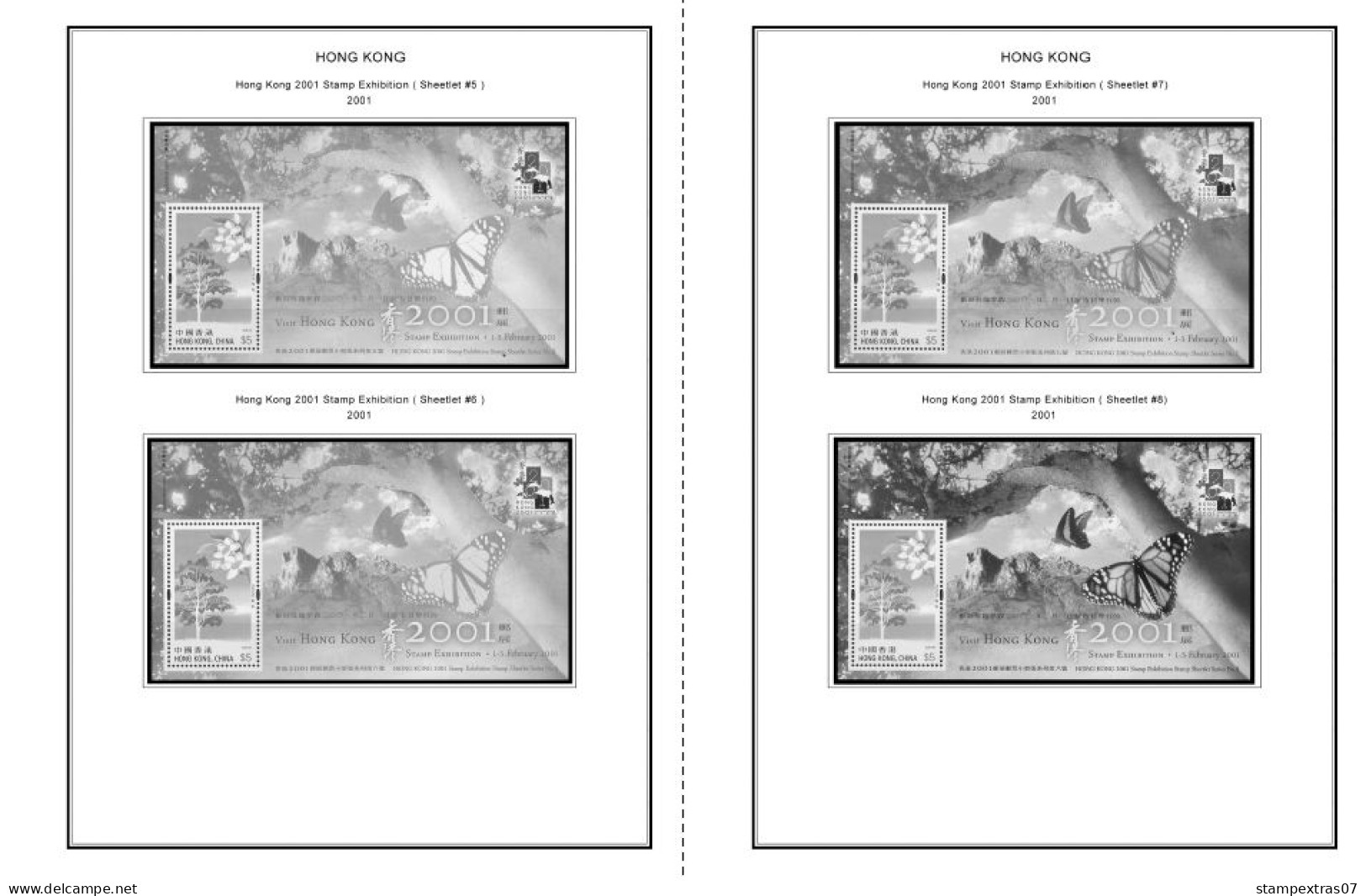 HONG KONG [SAR] 1998-2010 + 2011-2020 STAMP ALBUM PAGES (309 b&w illustrated pages)