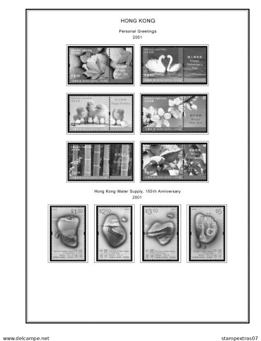 HONG KONG [SAR] 1998-2010 + 2011-2020 STAMP ALBUM PAGES (309 b&w illustrated pages)