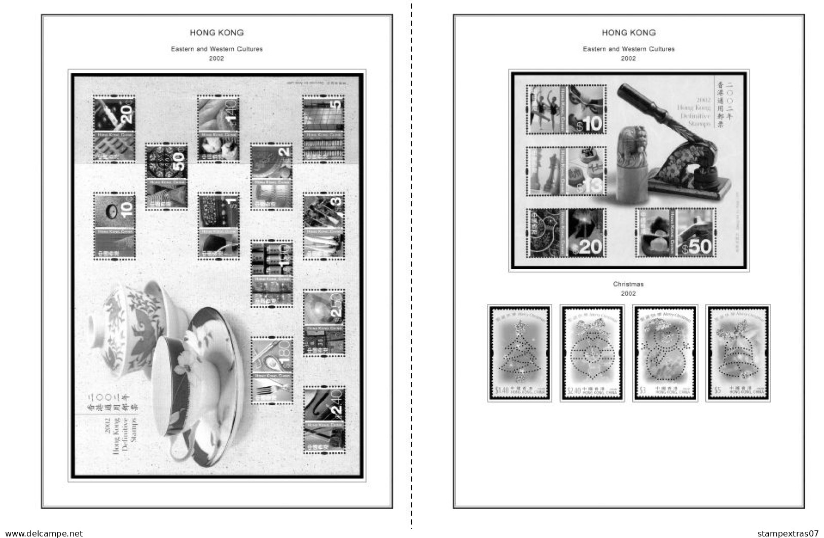 HONG KONG [SAR] 1998-2010 + 2011-2020 STAMP ALBUM PAGES (309 b&w illustrated pages)