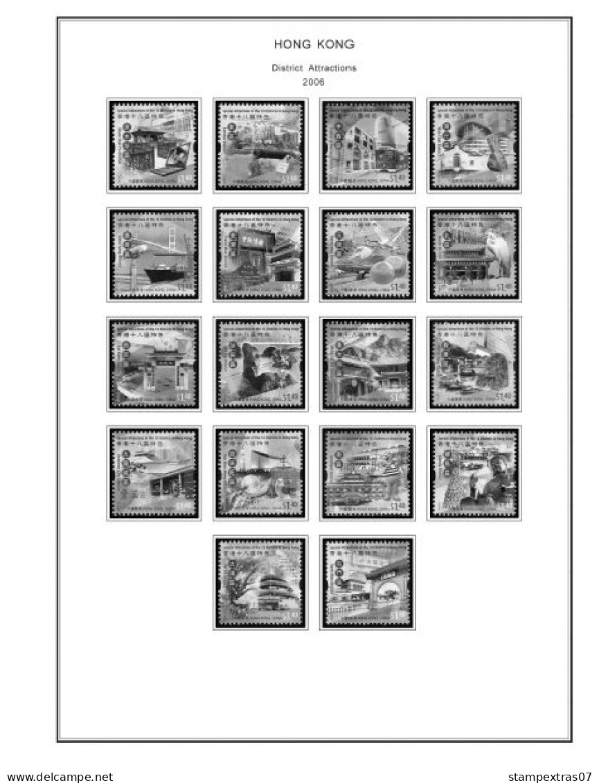 HONG KONG [SAR] 1998-2010 + 2011-2020 STAMP ALBUM PAGES (309 b&w illustrated pages)