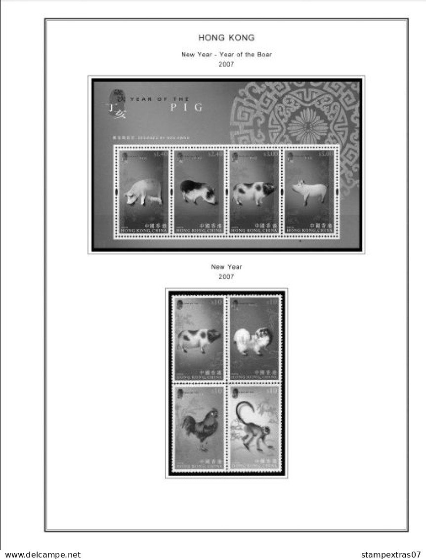 HONG KONG [SAR] 1998-2010 + 2011-2020 STAMP ALBUM PAGES (309 b&w illustrated pages)