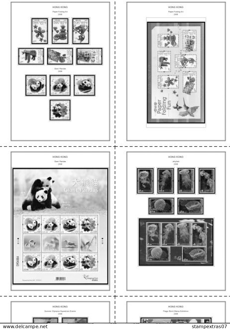 HONG KONG [SAR] 1998-2010 + 2011-2020 STAMP ALBUM PAGES (309 b&w illustrated pages)