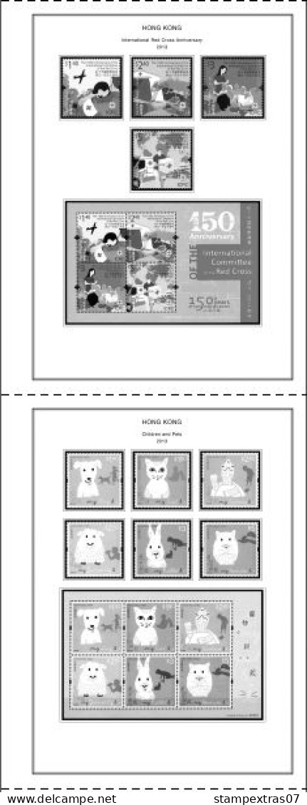 HONG KONG [SAR] 1998-2010 + 2011-2020 STAMP ALBUM PAGES (309 b&w illustrated pages)