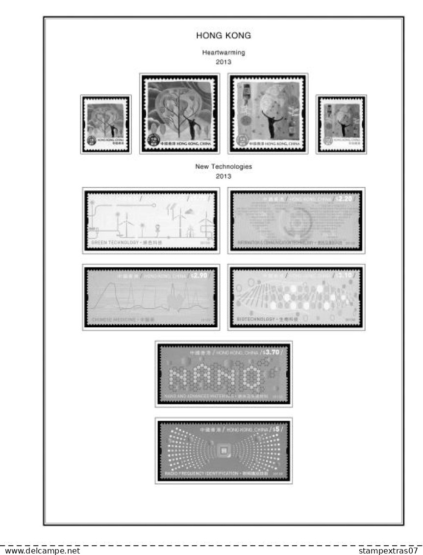 HONG KONG [SAR] 1998-2010 + 2011-2020 STAMP ALBUM PAGES (309 b&w illustrated pages)