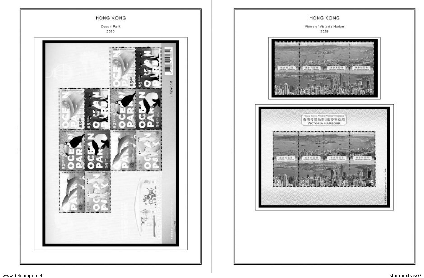 HONG KONG [SAR] 1998-2010 + 2011-2020 STAMP ALBUM PAGES (309 b&w illustrated pages)