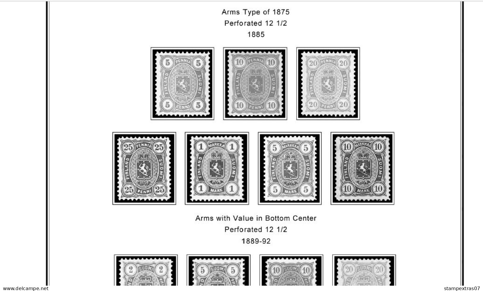 FINLAND 1856-2010 STAMP ALBUM PAGES (218 B&w Illustrated Pages) - Inglés