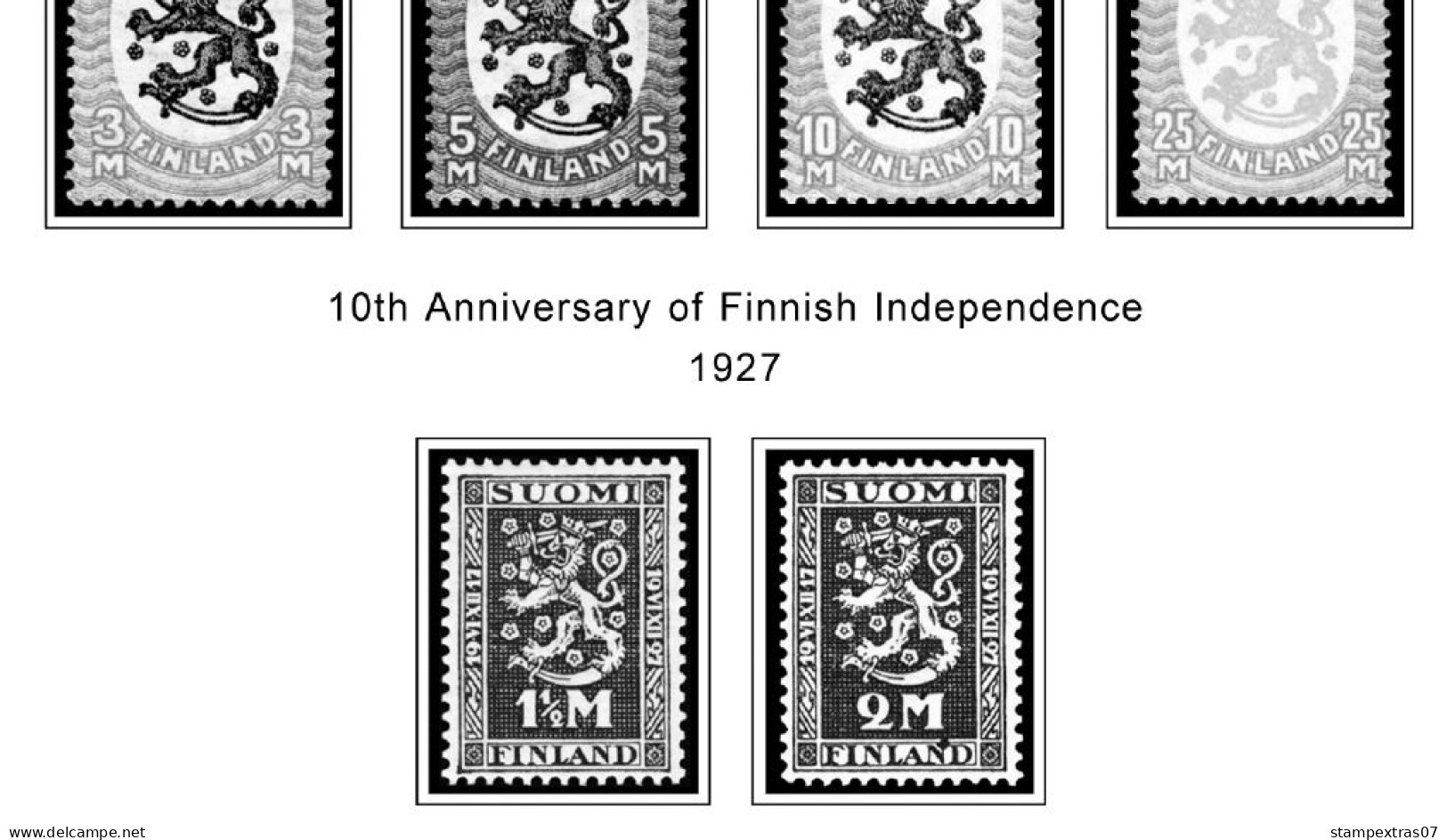 FINLAND 1856-2010 STAMP ALBUM PAGES (218 b&w illustrated pages)