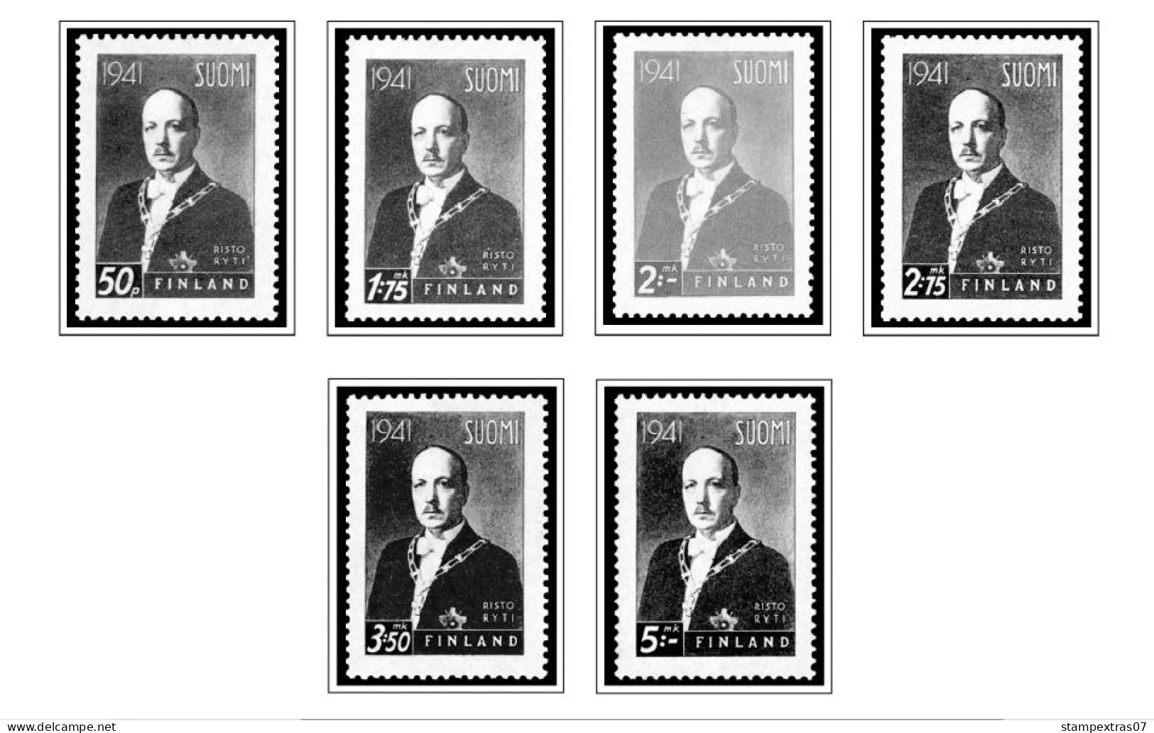 FINLAND 1856-2010 STAMP ALBUM PAGES (218 b&w illustrated pages)