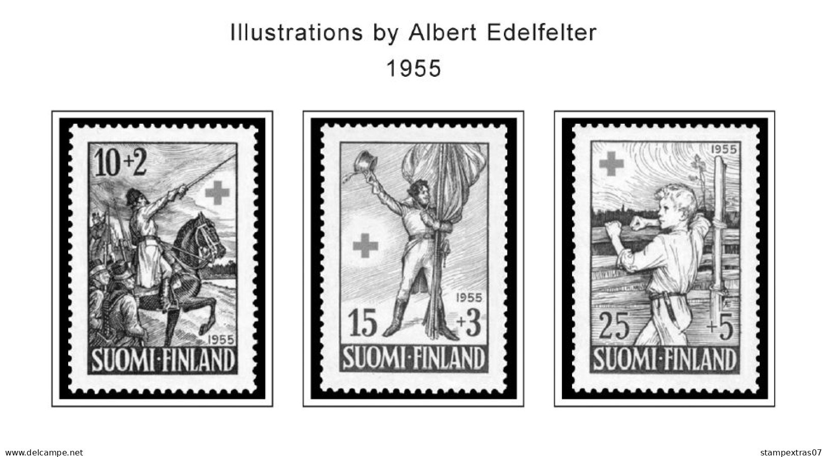 FINLAND 1856-2010 STAMP ALBUM PAGES (218 b&w illustrated pages)