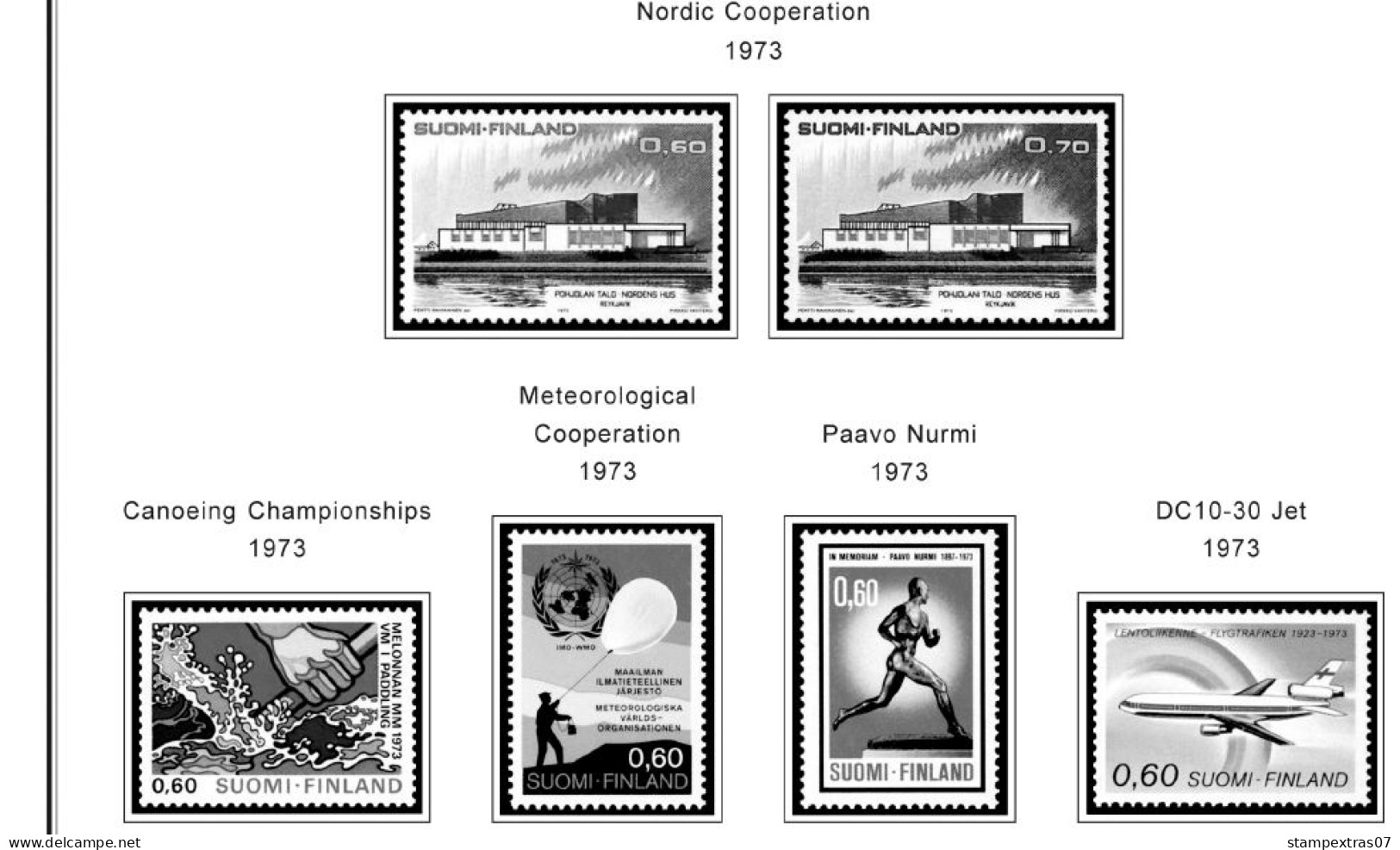 FINLAND 1856-2010 STAMP ALBUM PAGES (218 b&w illustrated pages)