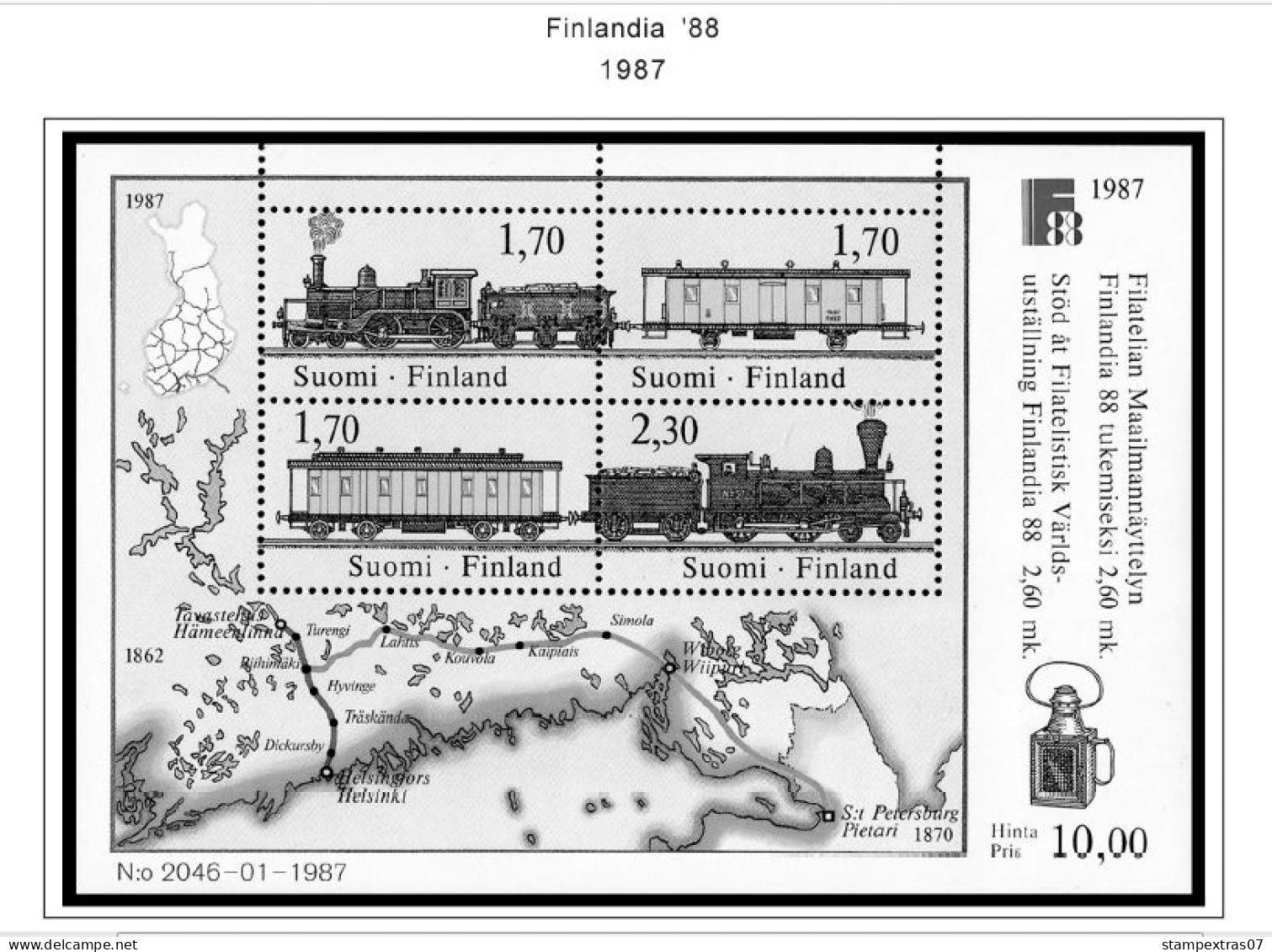 FINLAND 1856-2010 STAMP ALBUM PAGES (218 b&w illustrated pages)