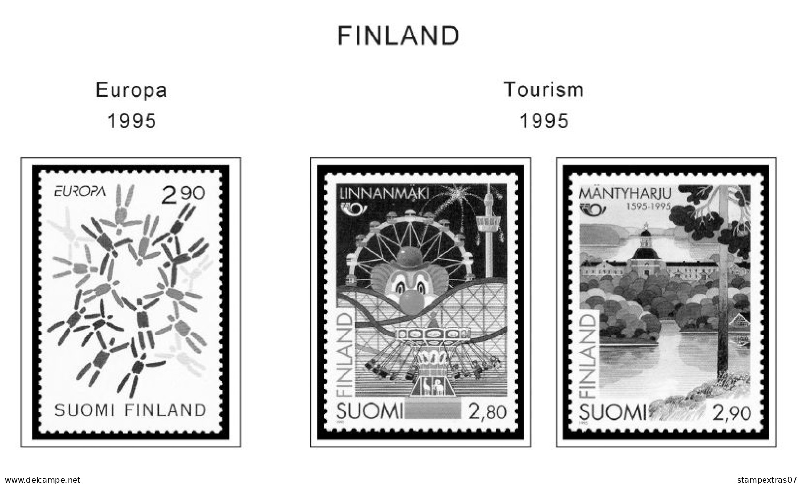 FINLAND 1856-2010 STAMP ALBUM PAGES (218 b&w illustrated pages)