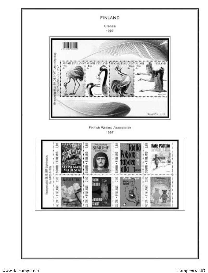 FINLAND 1856-2010 STAMP ALBUM PAGES (218 b&w illustrated pages)