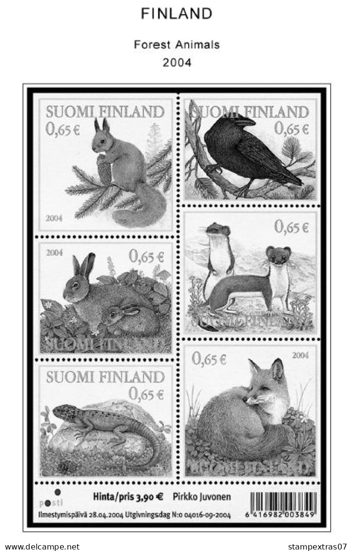 FINLAND 1856-2010 STAMP ALBUM PAGES (218 b&w illustrated pages)