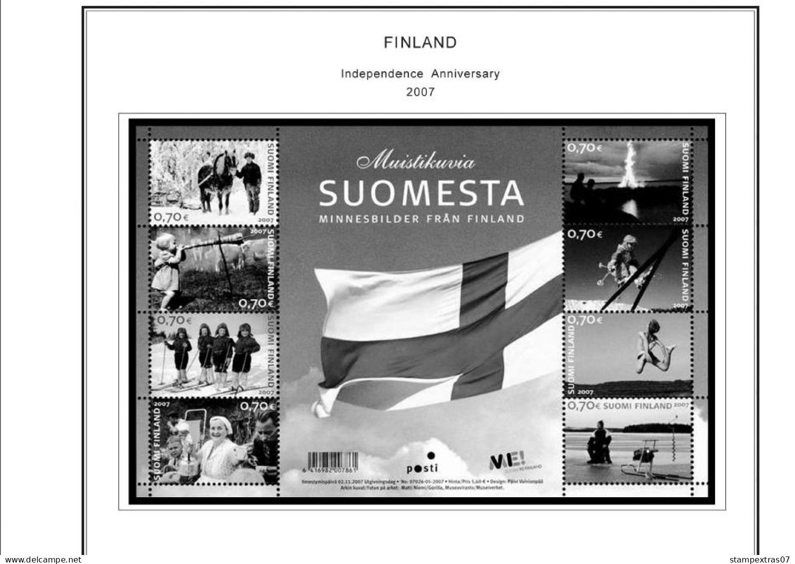 FINLAND 1856-2010 STAMP ALBUM PAGES (218 b&w illustrated pages)