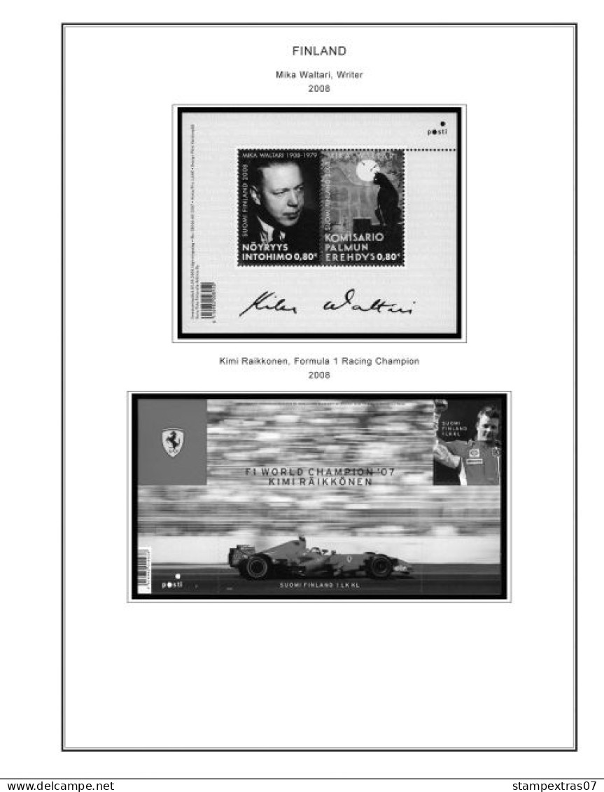 FINLAND 1856-2010 STAMP ALBUM PAGES (218 b&w illustrated pages)