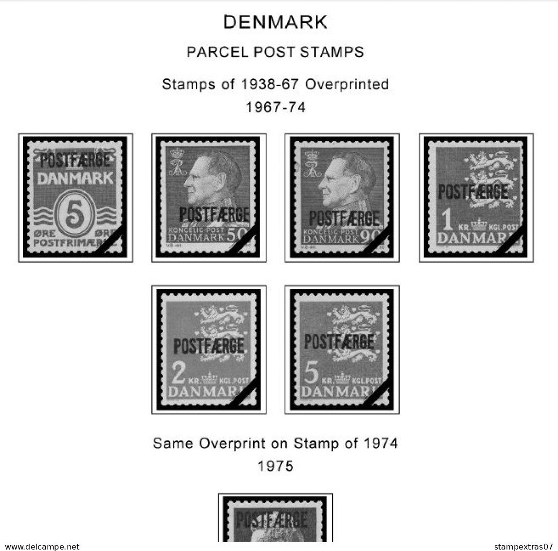 DENMARK 1851-2010 STAMP ALBUM PAGES (186 b&w illustrated pages)