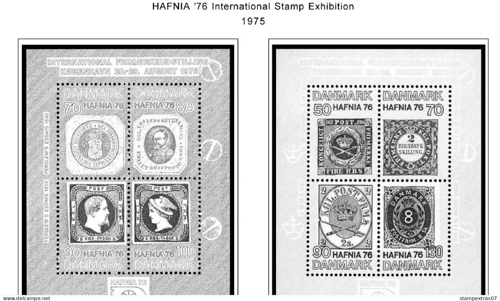 DENMARK 1851-2010 STAMP ALBUM PAGES (186 b&w illustrated pages)