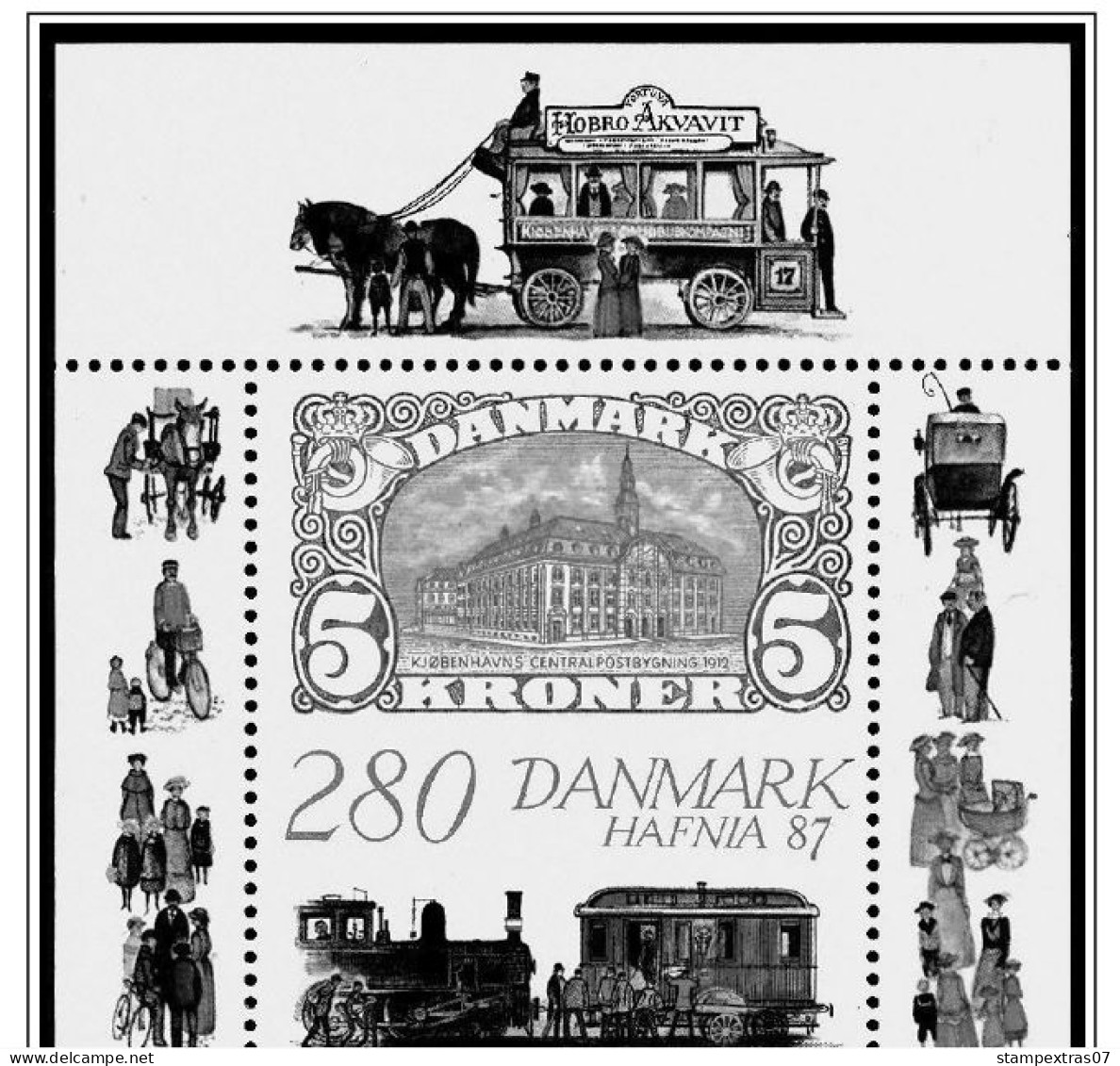 DENMARK 1851-2010 STAMP ALBUM PAGES (186 b&w illustrated pages)