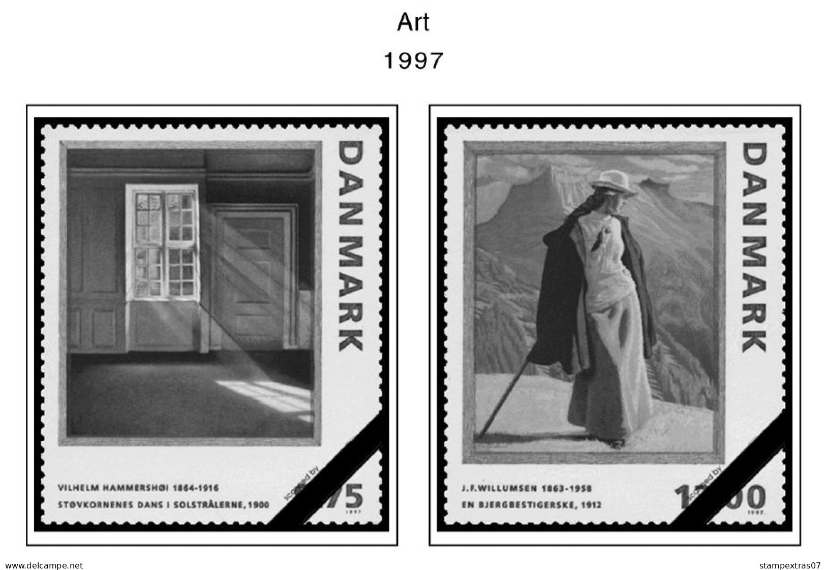 DENMARK 1851-2010 STAMP ALBUM PAGES (186 b&w illustrated pages)