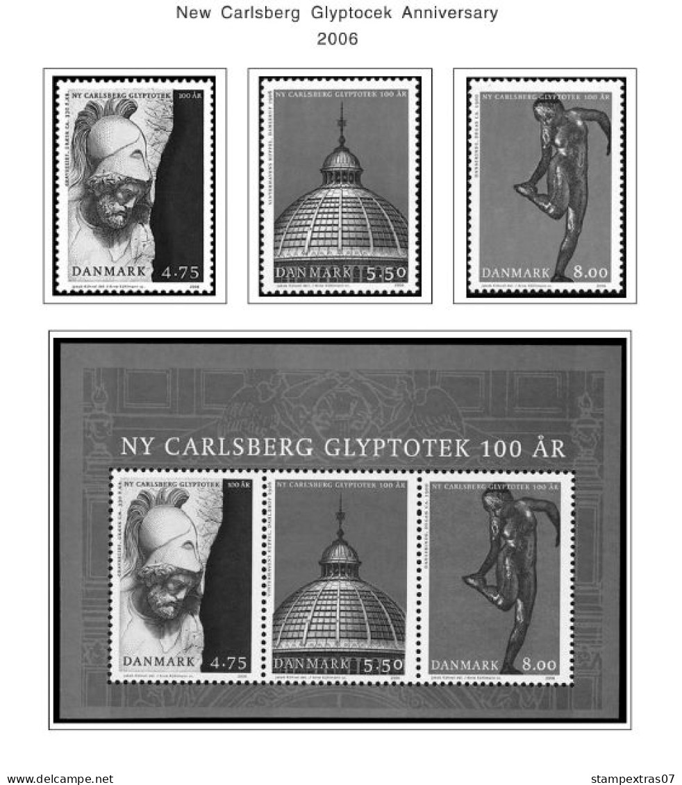 DENMARK 1851-2010 STAMP ALBUM PAGES (186 b&w illustrated pages)