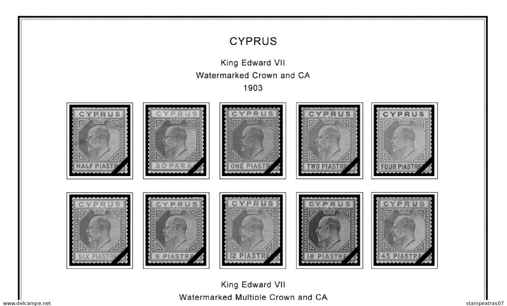 CYPRUS 1880-2010 + 2011-2020 STAMP ALBUM PAGES (177 B&w Illustrated Pages) - Inglese