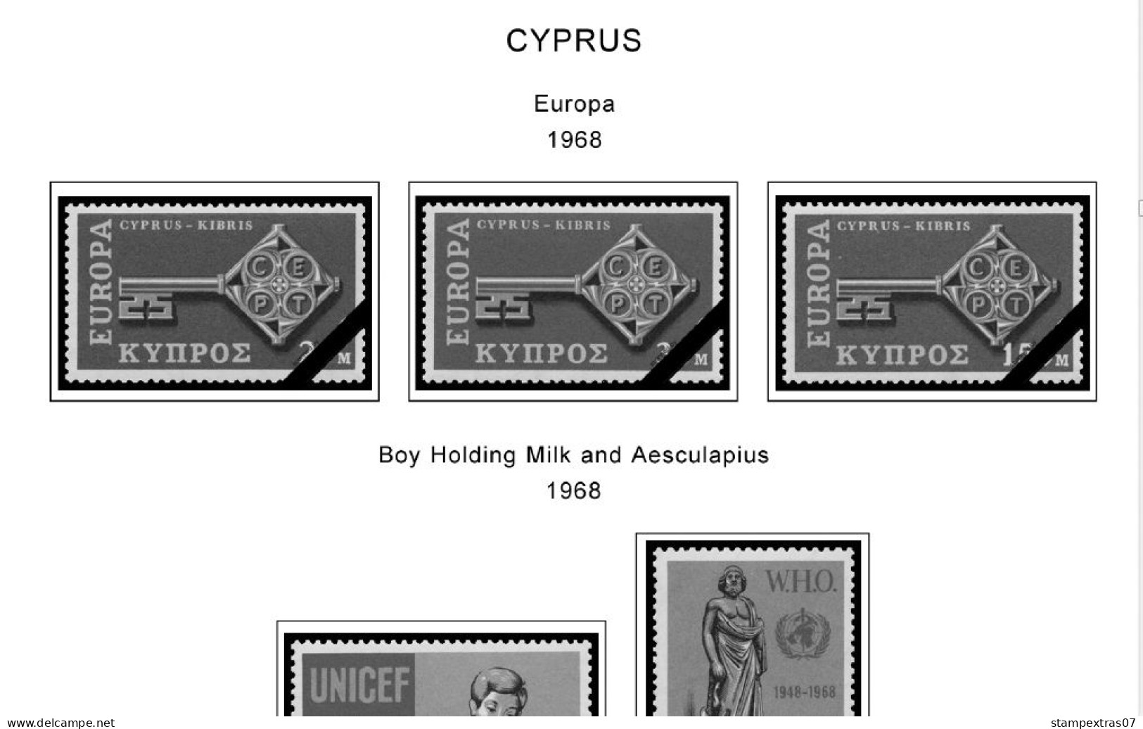 CYPRUS 1880-2010 + 2011-2020 STAMP ALBUM PAGES (177 b&w illustrated pages)