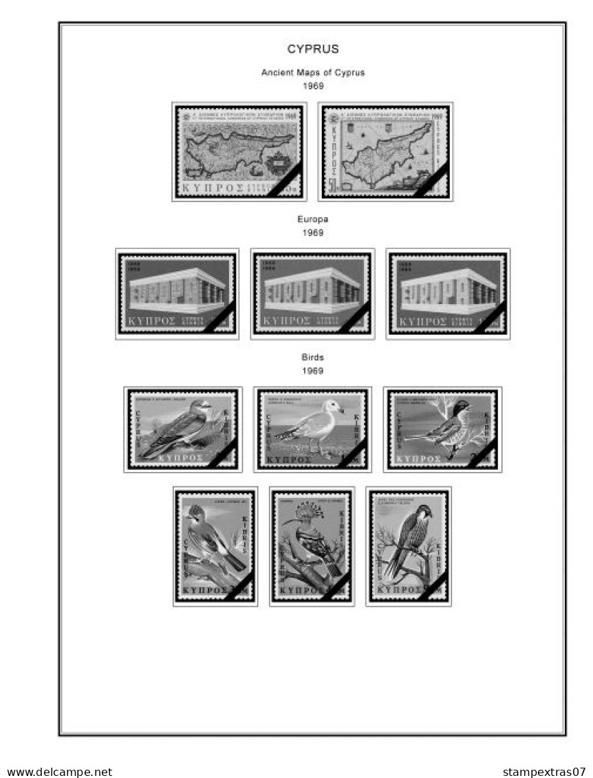 CYPRUS 1880-2010 + 2011-2020 STAMP ALBUM PAGES (177 b&w illustrated pages)