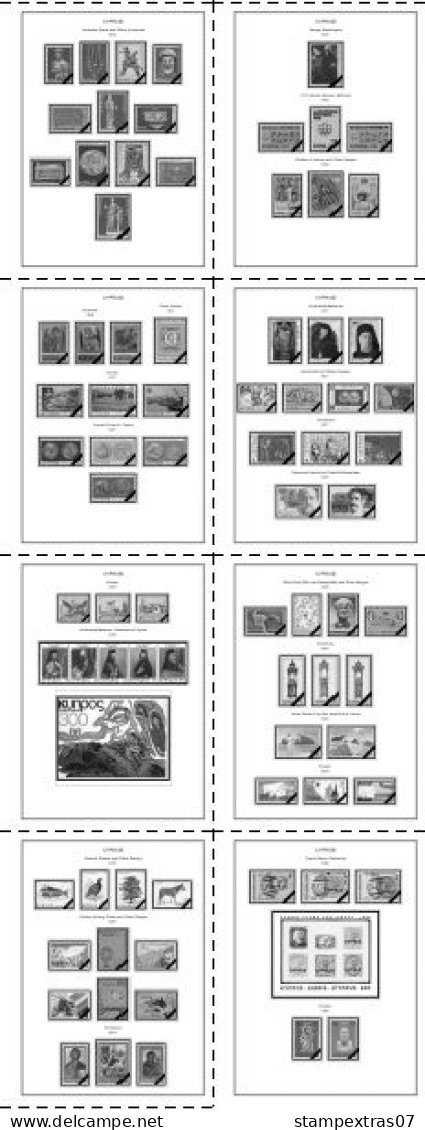 CYPRUS 1880-2010 + 2011-2020 STAMP ALBUM PAGES (177 b&w illustrated pages)