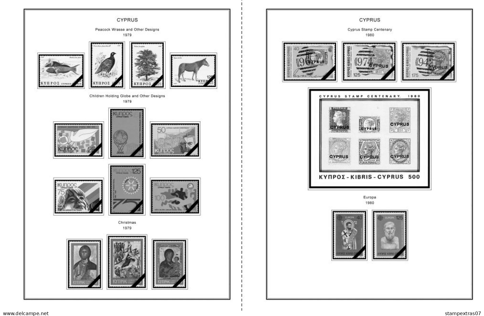 CYPRUS 1880-2010 + 2011-2020 STAMP ALBUM PAGES (177 b&w illustrated pages)