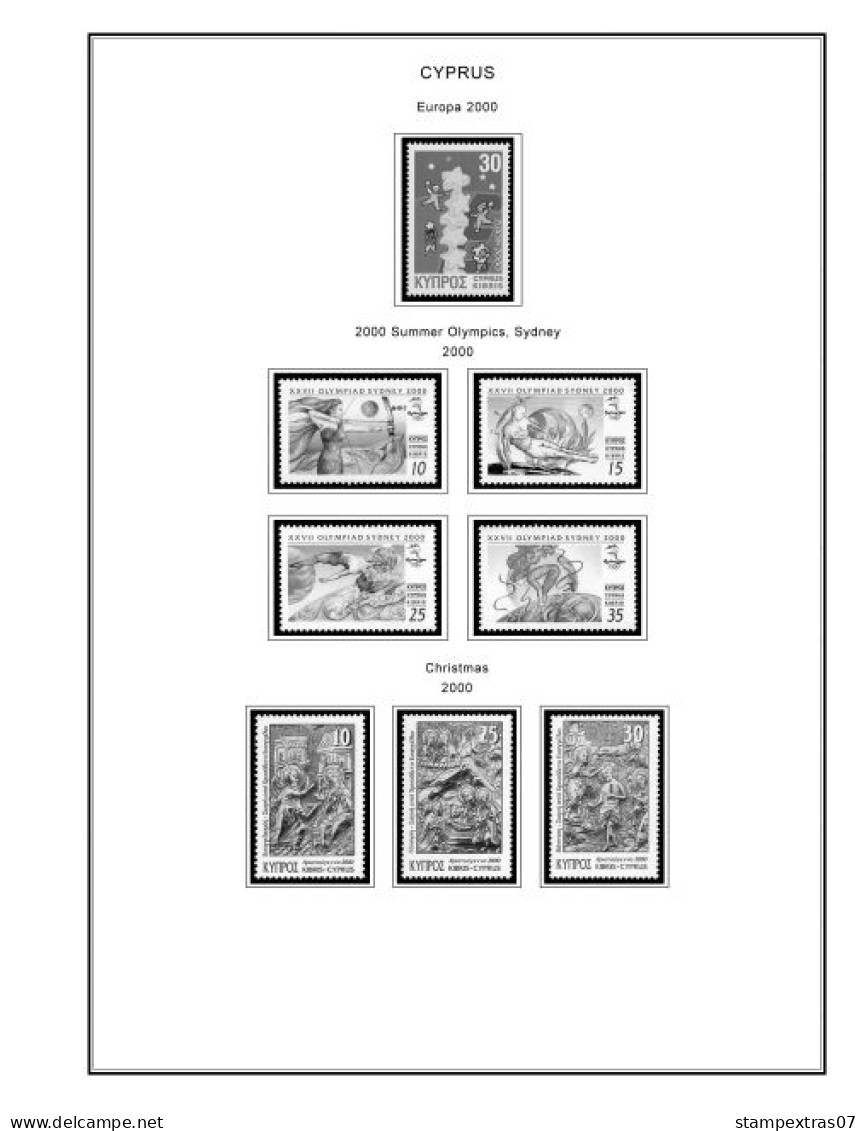 CYPRUS 1880-2010 + 2011-2020 STAMP ALBUM PAGES (177 b&w illustrated pages)