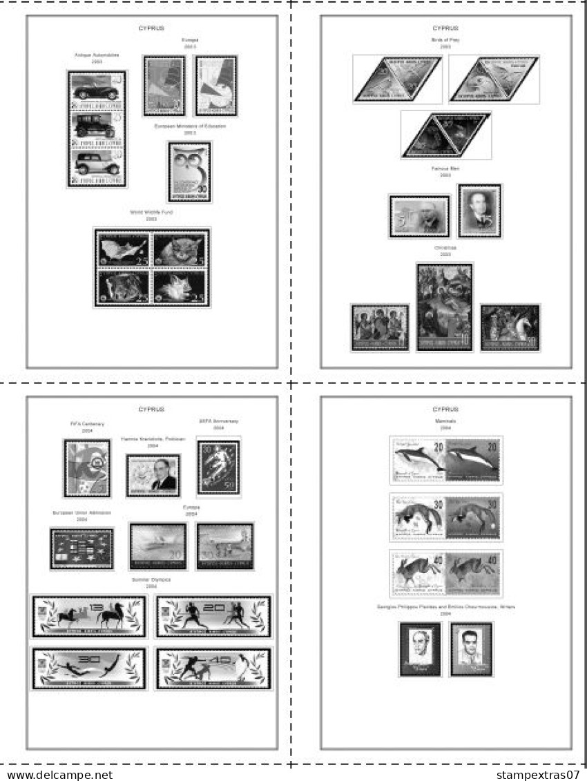 CYPRUS 1880-2010 + 2011-2020 STAMP ALBUM PAGES (177 b&w illustrated pages)