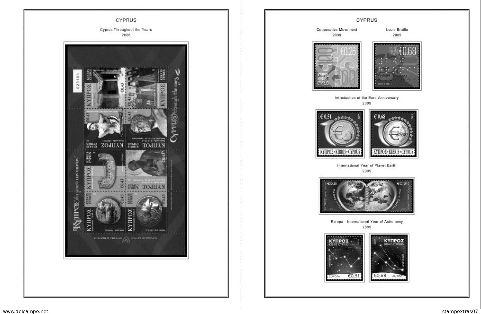 CYPRUS 1880-2010 + 2011-2020 STAMP ALBUM PAGES (177 b&w illustrated pages)