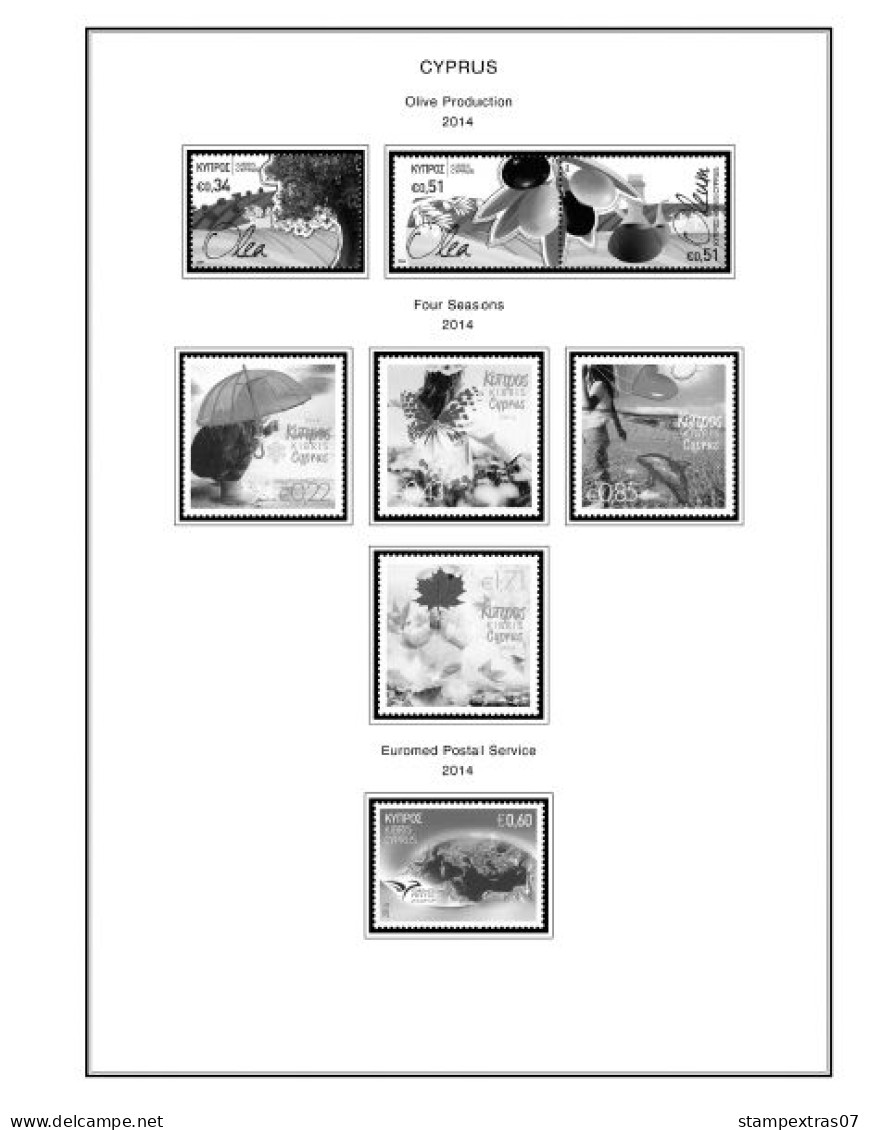 CYPRUS 1880-2010 + 2011-2020 STAMP ALBUM PAGES (177 b&w illustrated pages)