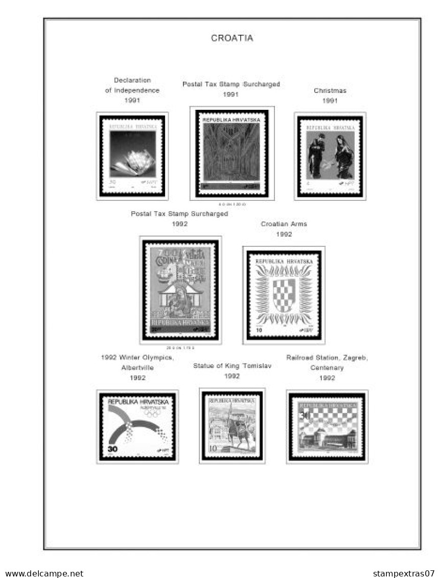 CROATIA 1991-2010 + 2011-2020 STAMP ALBUM PAGES (181 B&w Illustrated Pages) - Engels