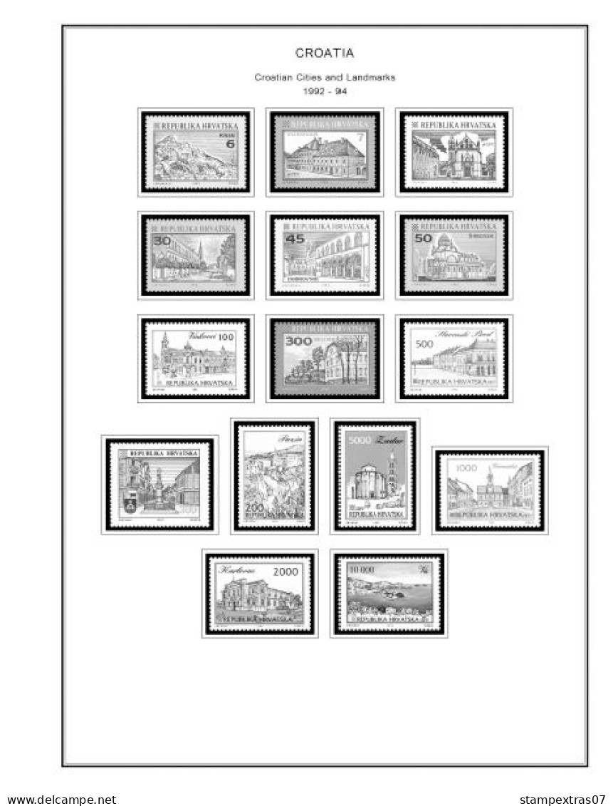 CROATIA 1991-2010 + 2011-2020 STAMP ALBUM PAGES (181 B&w Illustrated Pages) - Englisch