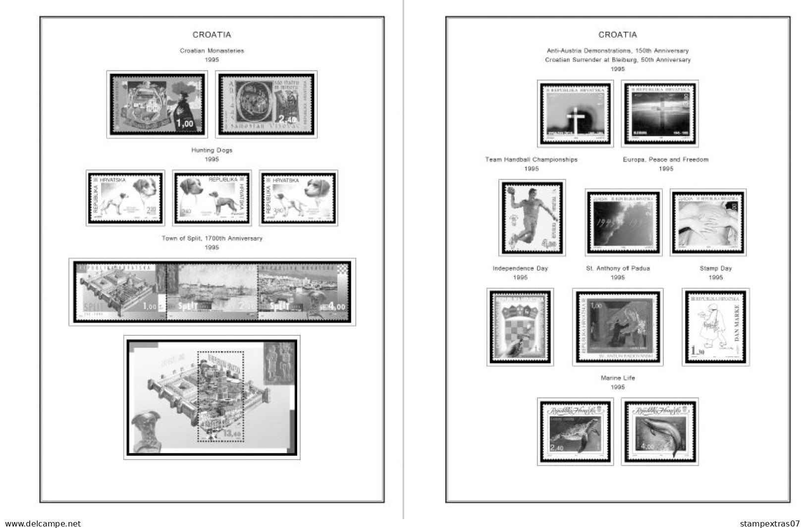 CROATIA 1991-2010 + 2011-2020 STAMP ALBUM PAGES (181 b&w illustrated pages)