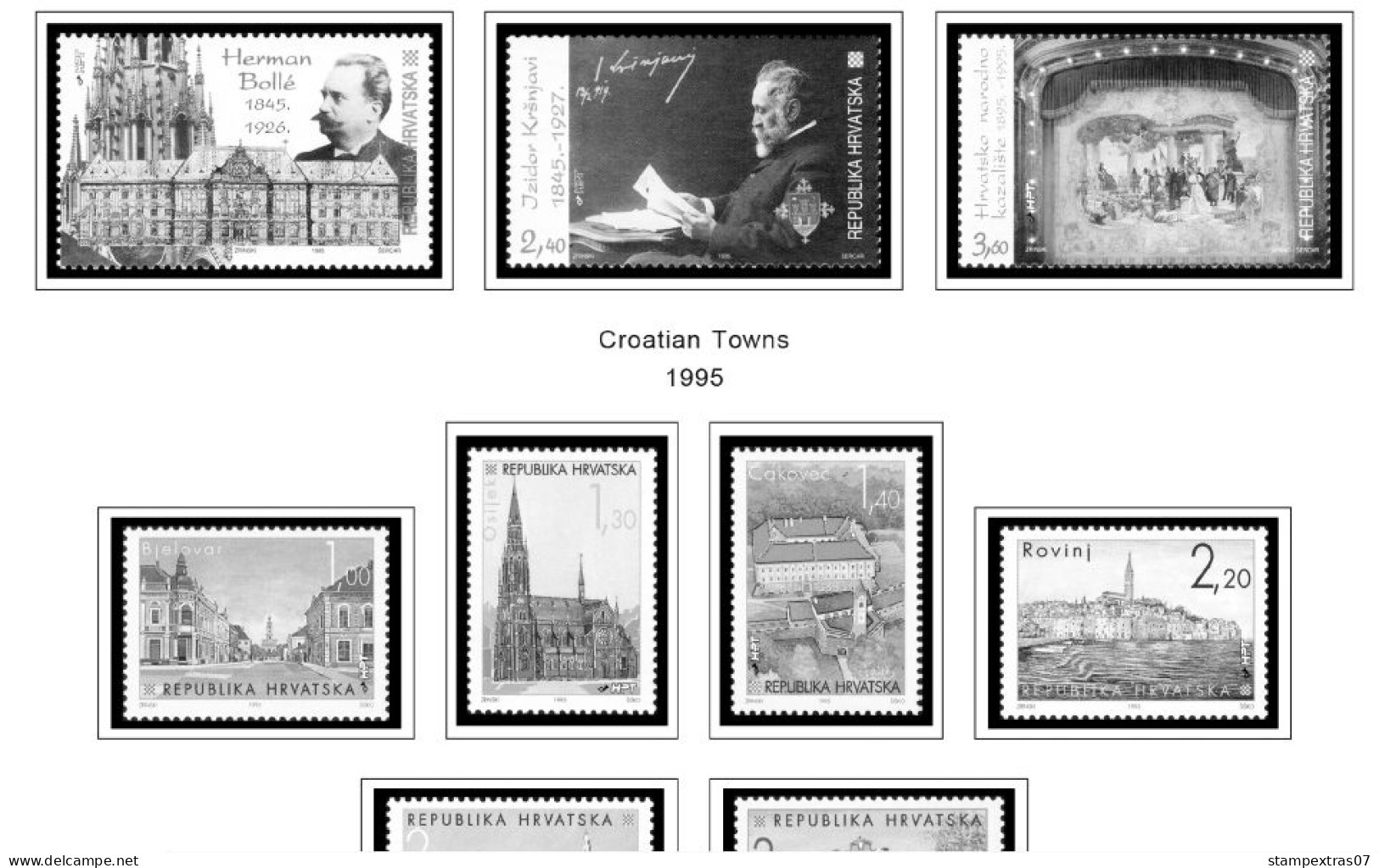 CROATIA 1991-2010 + 2011-2020 STAMP ALBUM PAGES (181 b&w illustrated pages)