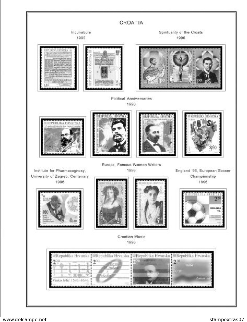 CROATIA 1991-2010 + 2011-2020 STAMP ALBUM PAGES (181 b&w illustrated pages)