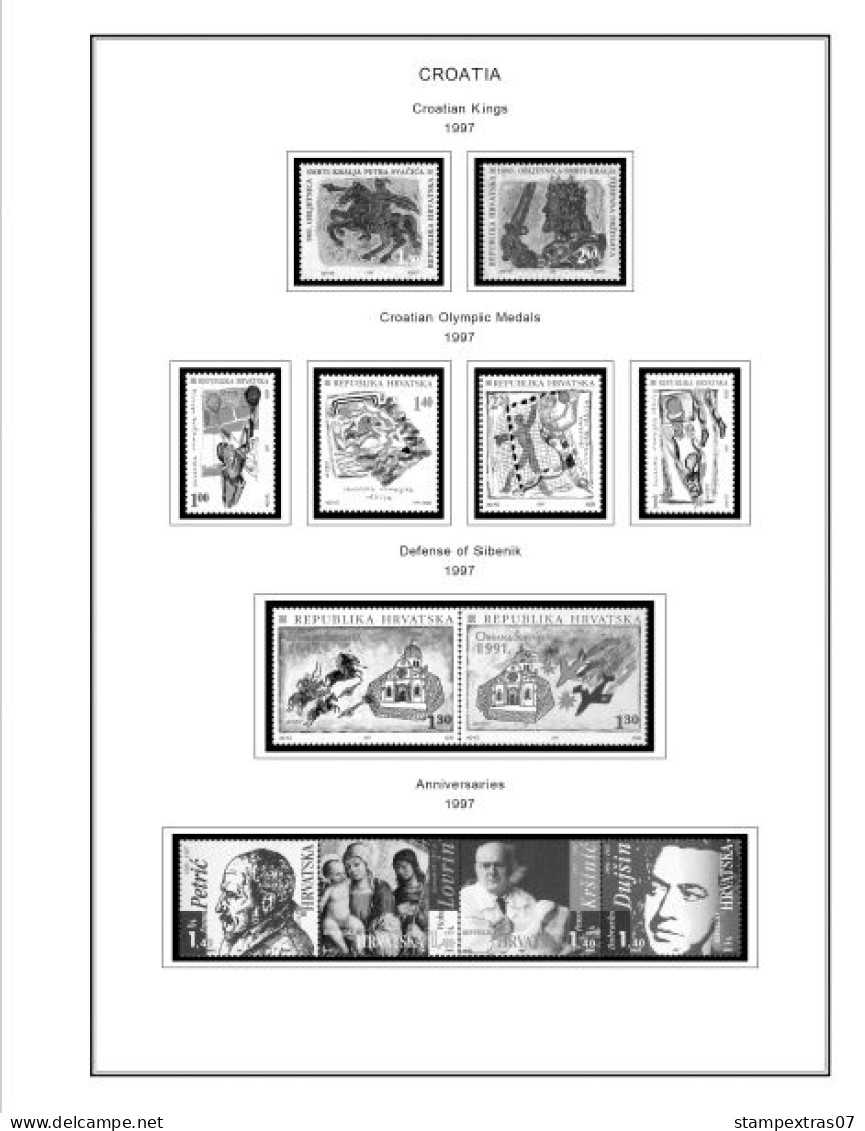 CROATIA 1991-2010 + 2011-2020 STAMP ALBUM PAGES (181 b&w illustrated pages)