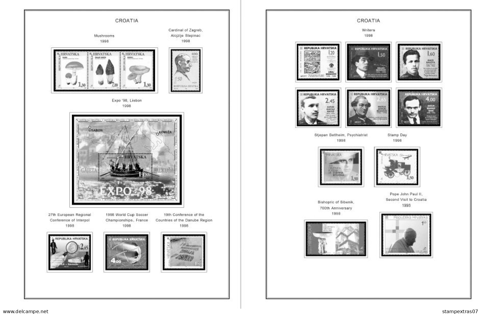 CROATIA 1991-2010 + 2011-2020 STAMP ALBUM PAGES (181 b&w illustrated pages)