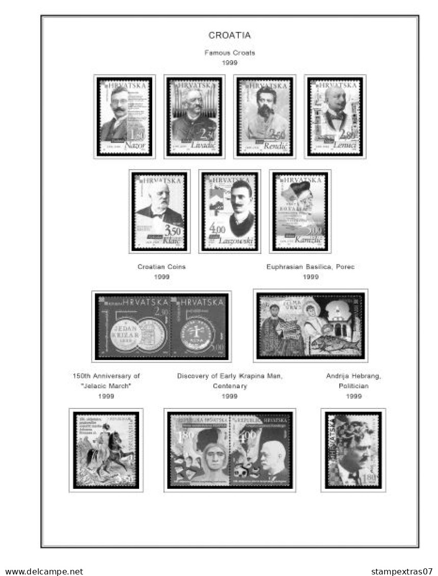 CROATIA 1991-2010 + 2011-2020 STAMP ALBUM PAGES (181 b&w illustrated pages)