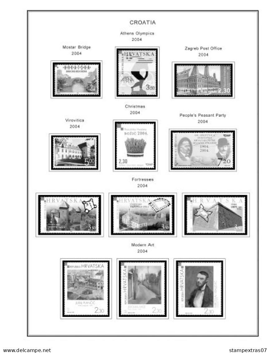 CROATIA 1991-2010 + 2011-2020 STAMP ALBUM PAGES (181 b&w illustrated pages)