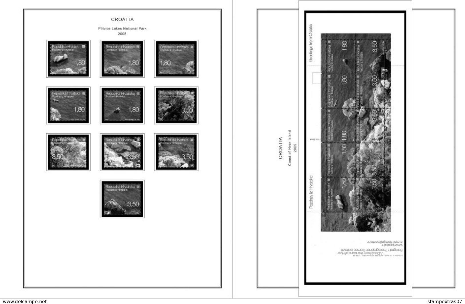 CROATIA 1991-2010 + 2011-2020 STAMP ALBUM PAGES (181 b&w illustrated pages)