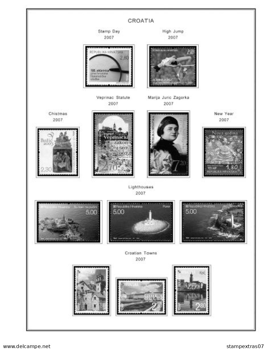 CROATIA 1991-2010 + 2011-2020 STAMP ALBUM PAGES (181 b&w illustrated pages)