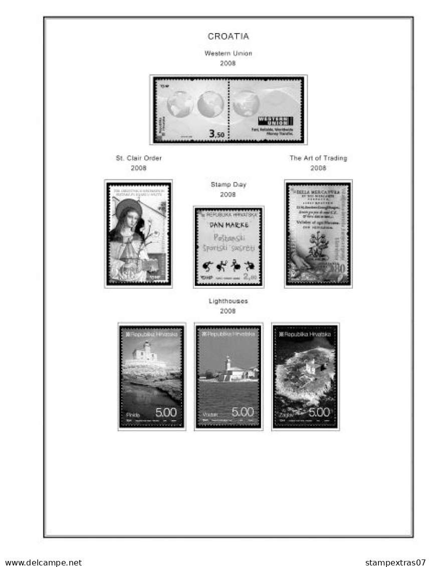 CROATIA 1991-2010 + 2011-2020 STAMP ALBUM PAGES (181 b&w illustrated pages)