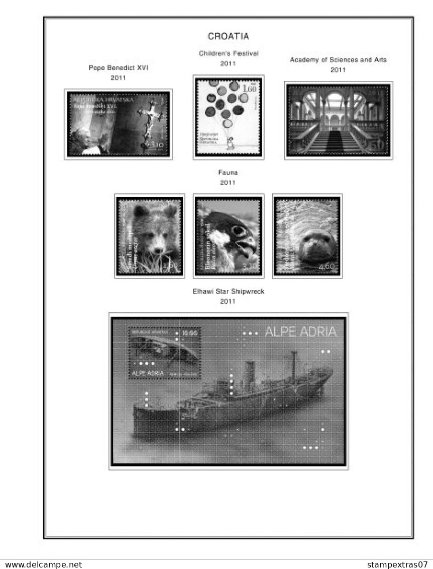 CROATIA 1991-2010 + 2011-2020 STAMP ALBUM PAGES (181 b&w illustrated pages)