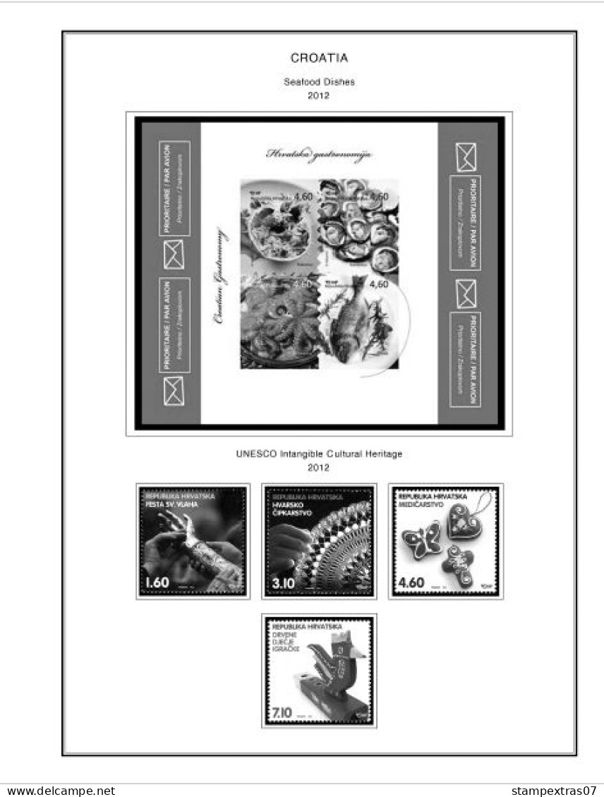 CROATIA 1991-2010 + 2011-2020 STAMP ALBUM PAGES (181 b&w illustrated pages)