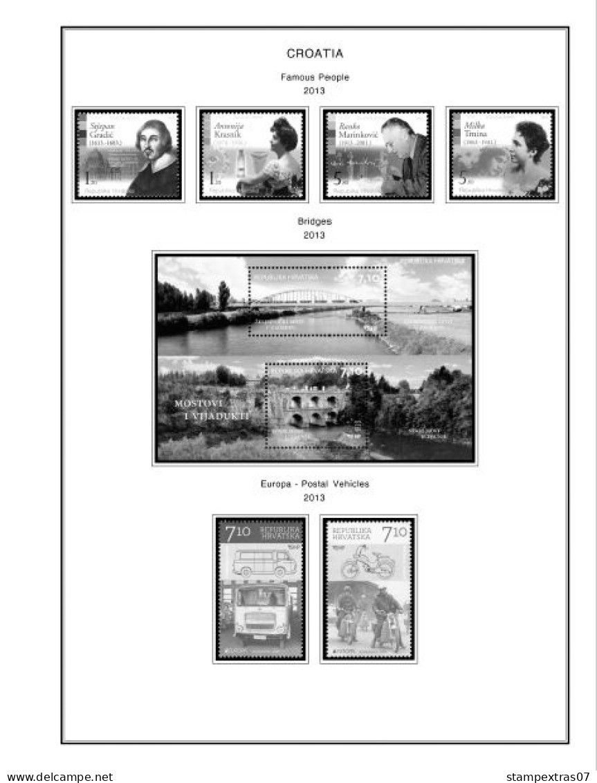 CROATIA 1991-2010 + 2011-2020 STAMP ALBUM PAGES (181 b&w illustrated pages)