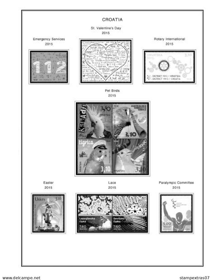 CROATIA 1991-2010 + 2011-2020 STAMP ALBUM PAGES (181 b&w illustrated pages)